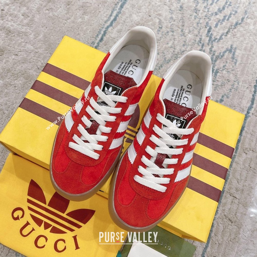 Gucci x Adidas Gazelle Suede  Velvet Sneakers Red 2024(For Women and Men) (XCH-24080103)