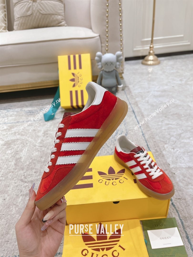 Gucci x Adidas Gazelle Suede  Velvet Sneakers Red 2024(For Women and Men) (XCH-24080103)