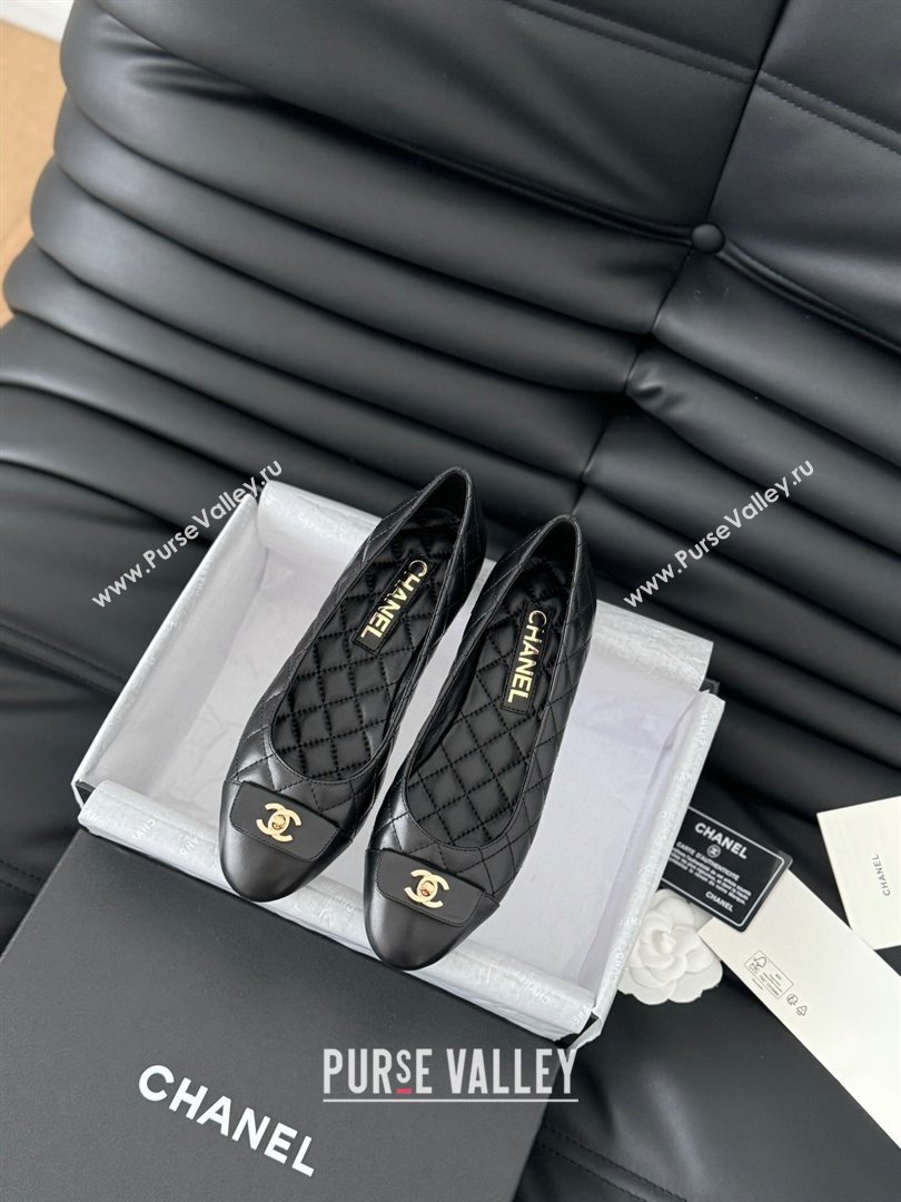 Chanel Ballet Flats in Calfskin Lambskin G45879 Black 2024 (Y30-24111924)