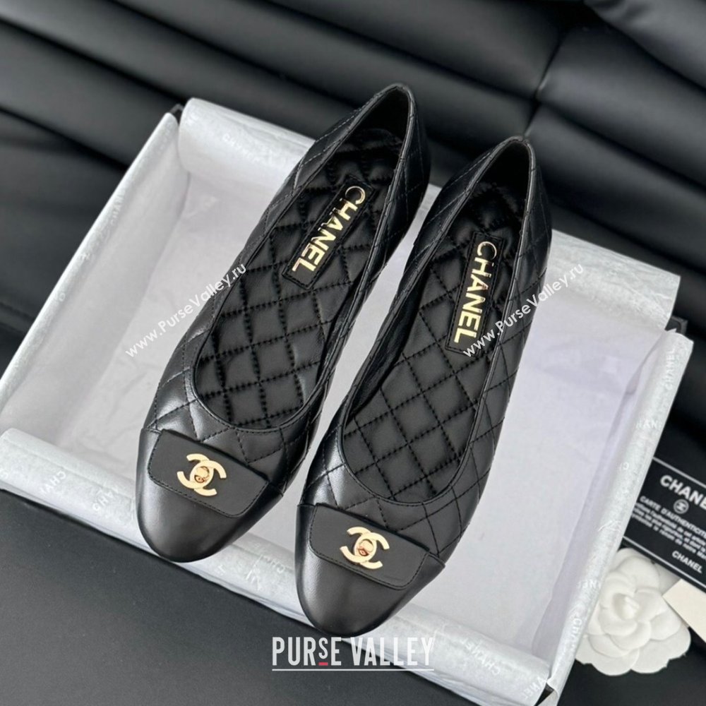 Chanel Ballet Flats in Calfskin Lambskin G45879 Black 2024 (Y30-24111924)