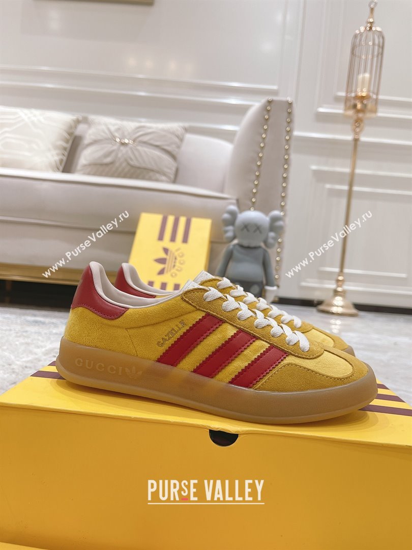 Gucci x Adidas Gazelle Suede  Velvet Sneakers Yellow 2024(For Women and Men) (XCH-24080104)