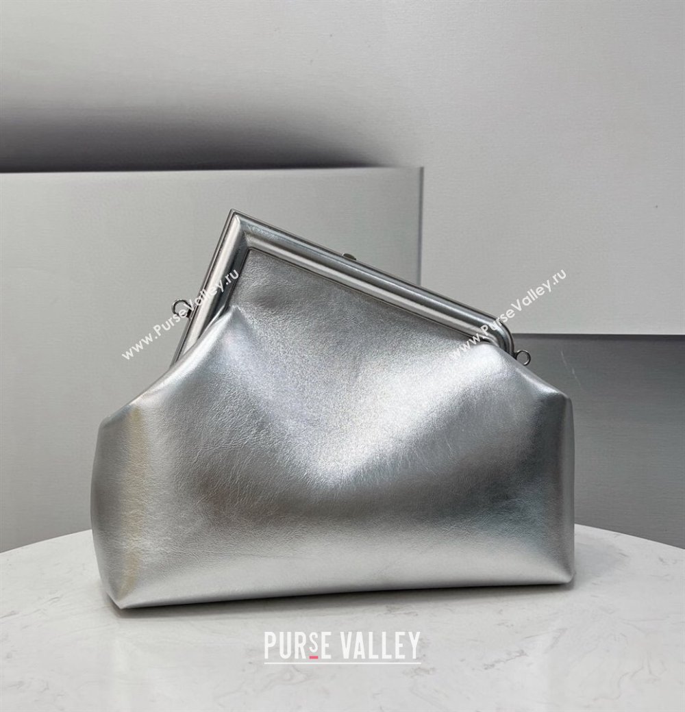 Fendi First Medium Metallic Leather Bag Silver 2021 80018L (CL-21120246)