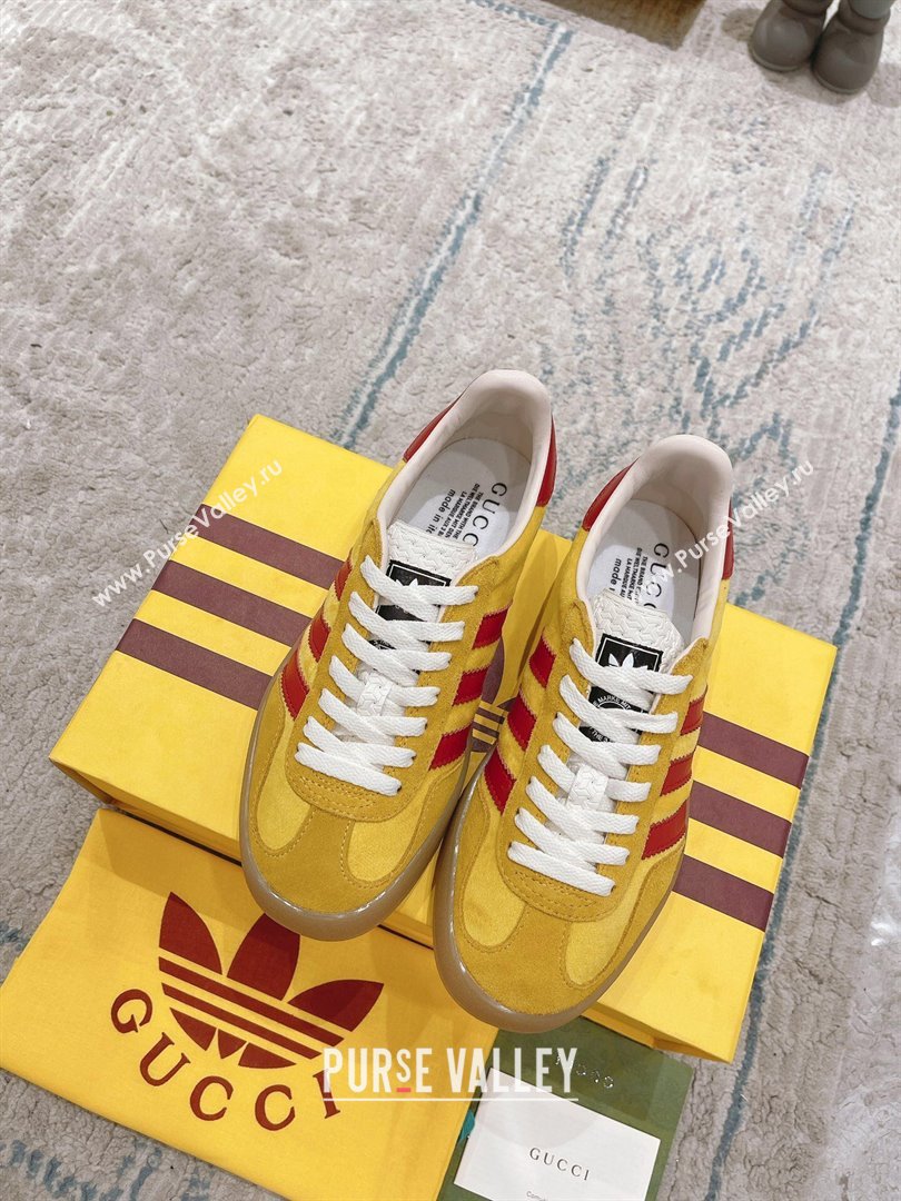 Gucci x Adidas Gazelle Suede  Velvet Sneakers Yellow 2024(For Women and Men) (XCH-24080104)