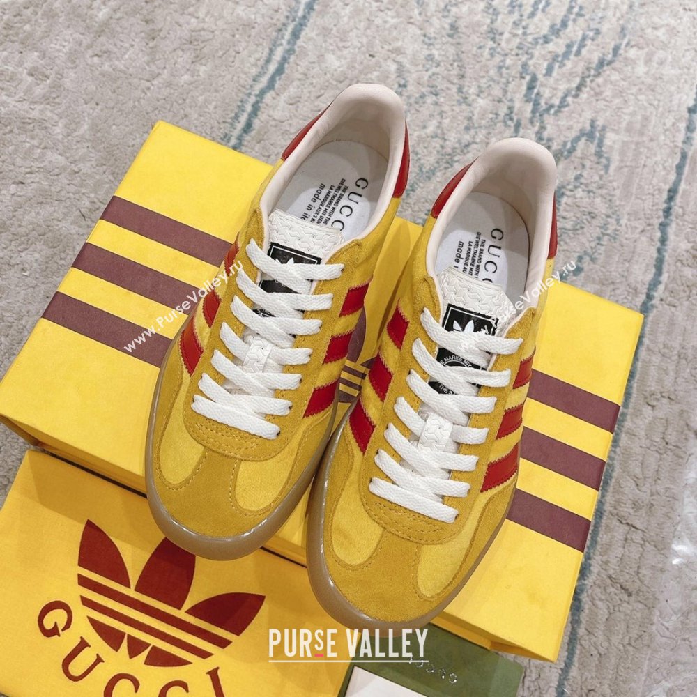 Gucci x Adidas Gazelle Suede  Velvet Sneakers Yellow 2024(For Women and Men) (XCH-24080104)