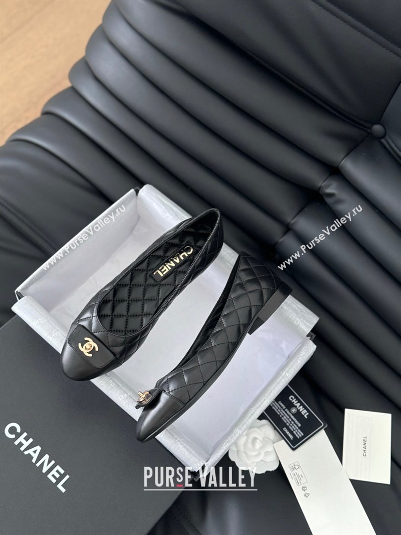 Chanel Ballet Flats in Calfskin Lambskin G45879 Black 2024 (Y30-24111924)