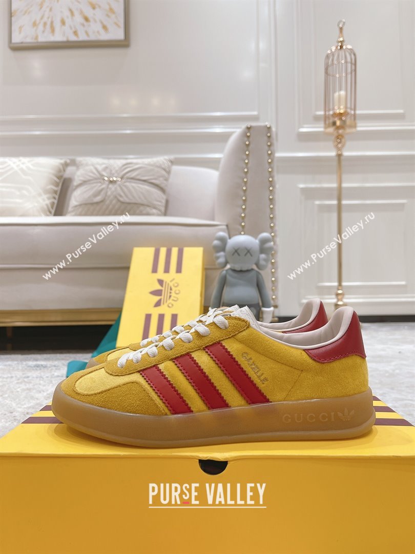 Gucci x Adidas Gazelle Suede  Velvet Sneakers Yellow 2024(For Women and Men) (XCH-24080104)