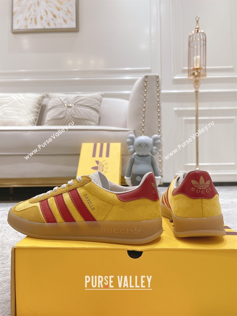 Gucci x Adidas Gazelle Suede  Velvet Sneakers Yellow 2024(For Women and Men) (XCH-24080104)