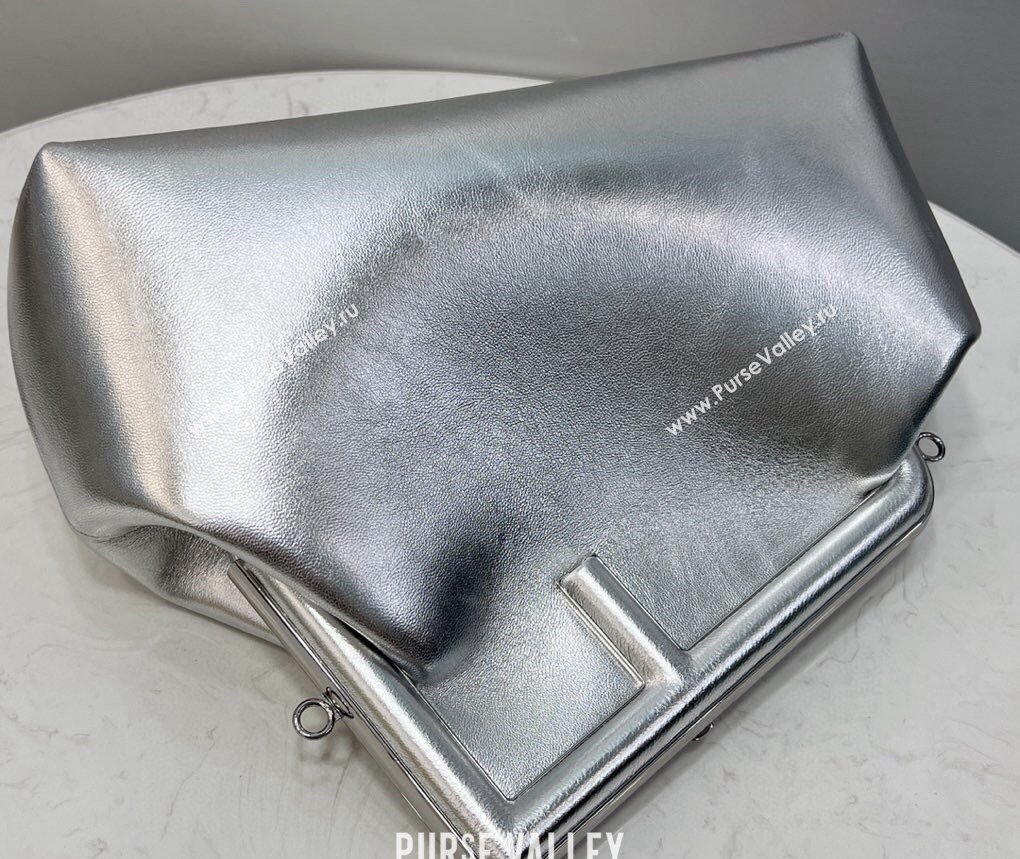 Fendi First Medium Metallic Leather Bag Silver 2021 80018L (CL-21120246)