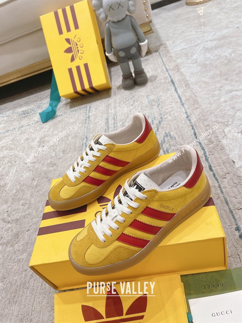 Gucci x Adidas Gazelle Suede  Velvet Sneakers Yellow 2024(For Women and Men) (XCH-24080104)