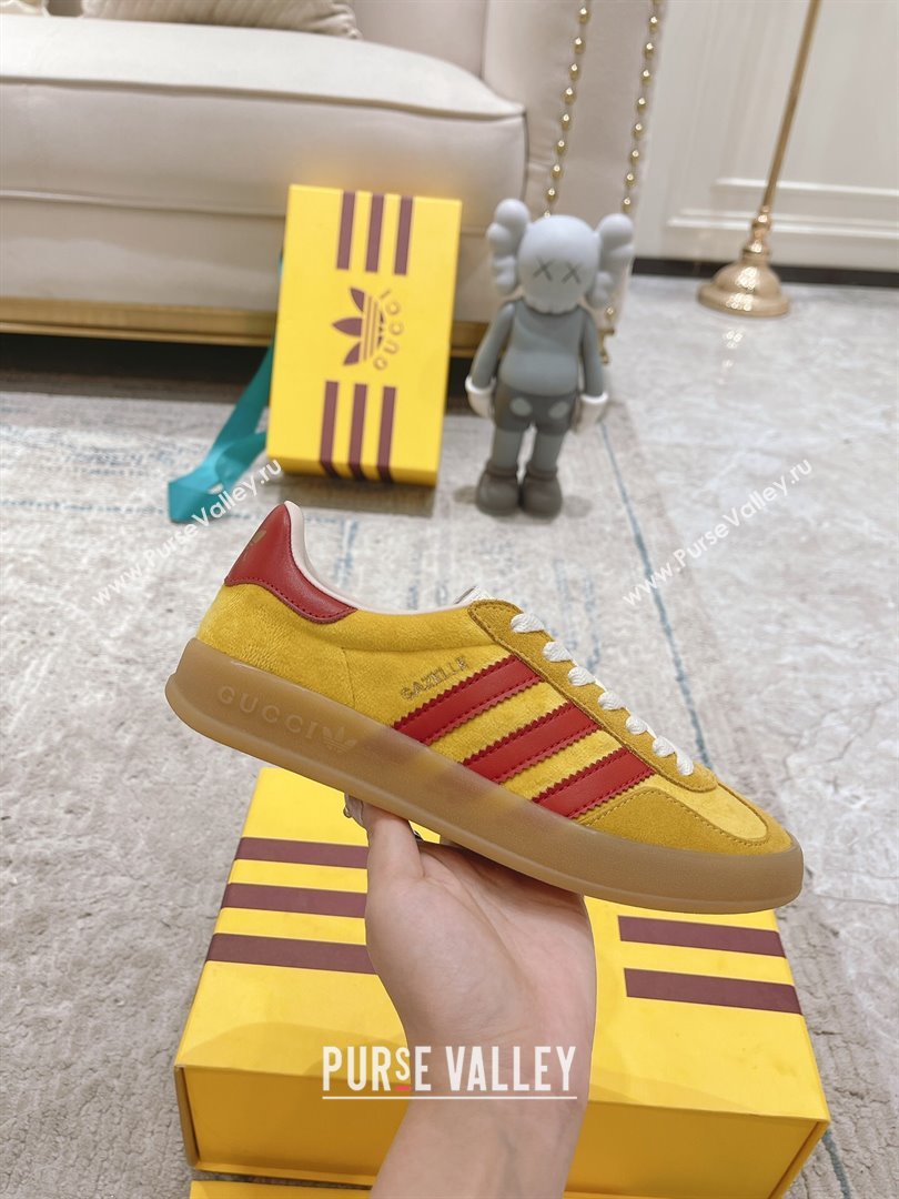 Gucci x Adidas Gazelle Suede  Velvet Sneakers Yellow 2024(For Women and Men) (XCH-24080104)