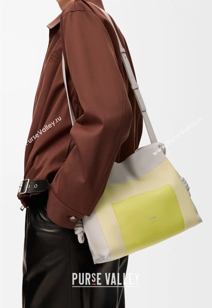 Loewe x Albers Medium Flamenco clutch in nappa calfskin Yellow/Grey 2025 262587 (nana-250925001)