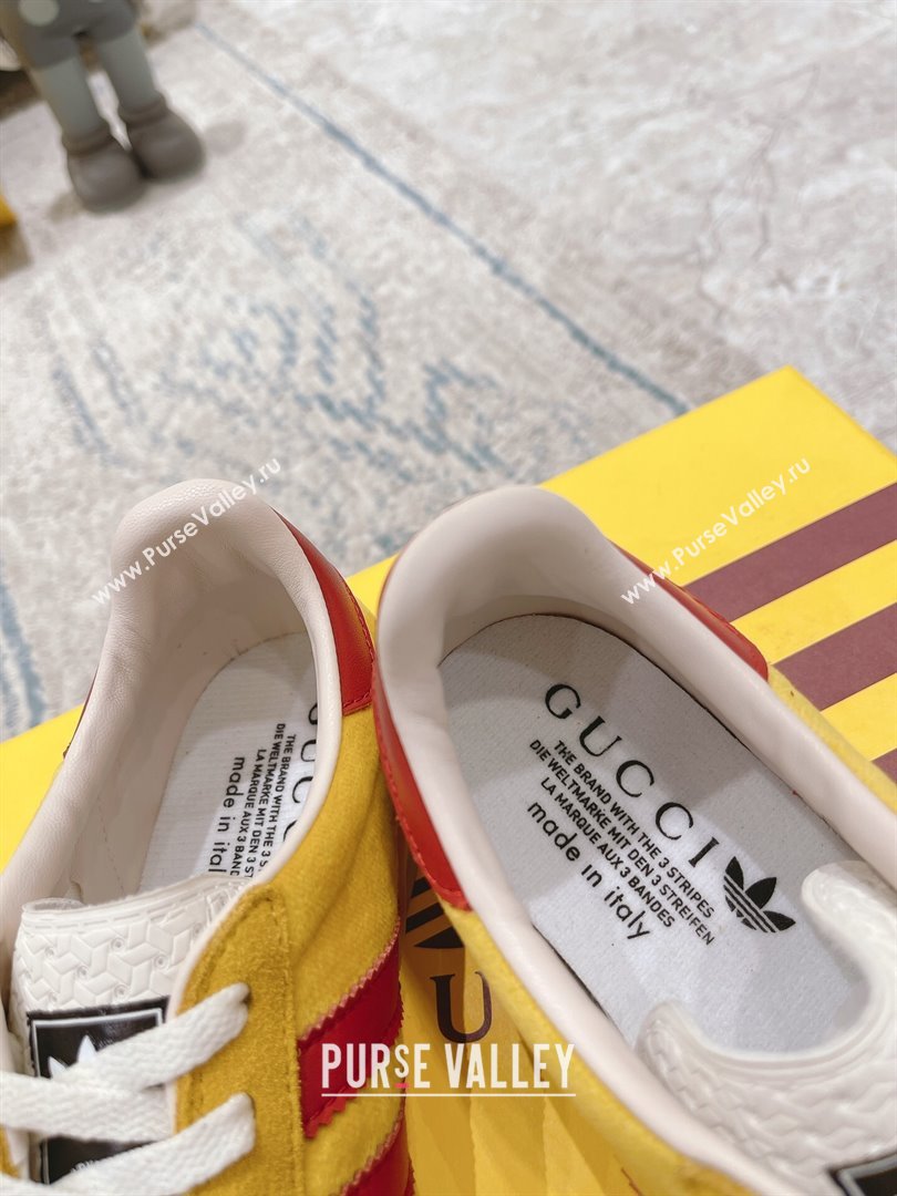 Gucci x Adidas Gazelle Suede  Velvet Sneakers Yellow 2024(For Women and Men) (XCH-24080104)