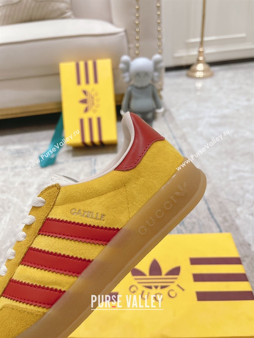 Gucci x Adidas Gazelle Suede  Velvet Sneakers Yellow 2024(For Women and Men) (XCH-24080104)