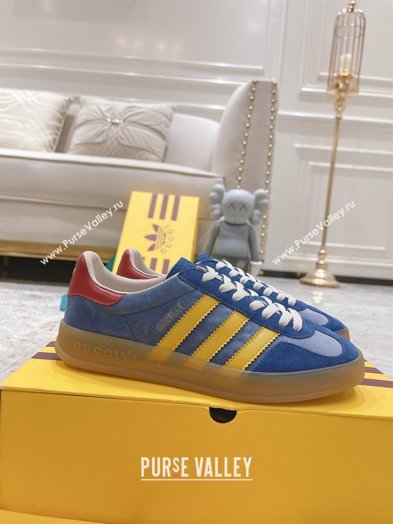 Gucci x Adidas Gazelle Suede  Velvet Sneakers Blue 2024(For Women and Men) (XCH-24080105)