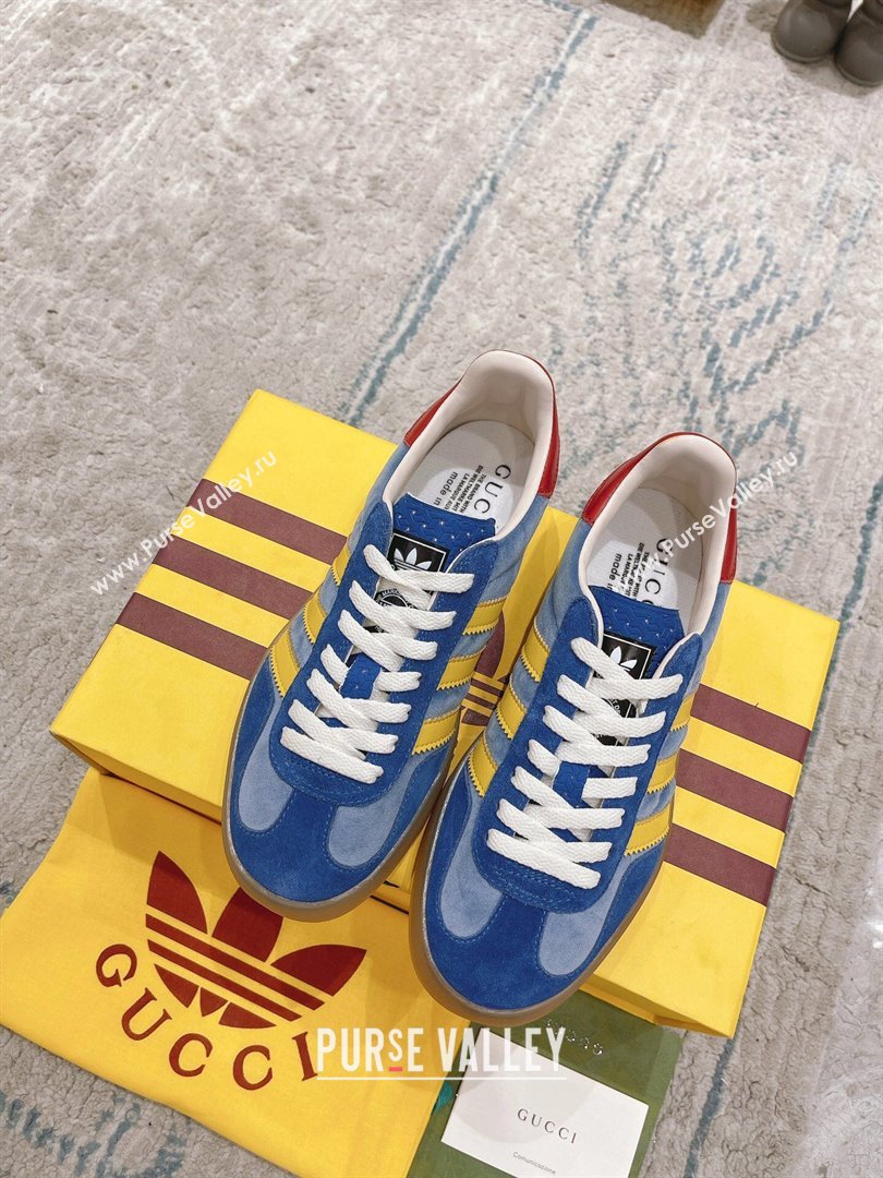 Gucci x Adidas Gazelle Suede  Velvet Sneakers Blue 2024(For Women and Men) (XCH-24080105)