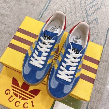 Gucci x Adidas Gazelle Suede Velvet Sneakers Blue 2024(For Women and Men) (XCH-24080105)