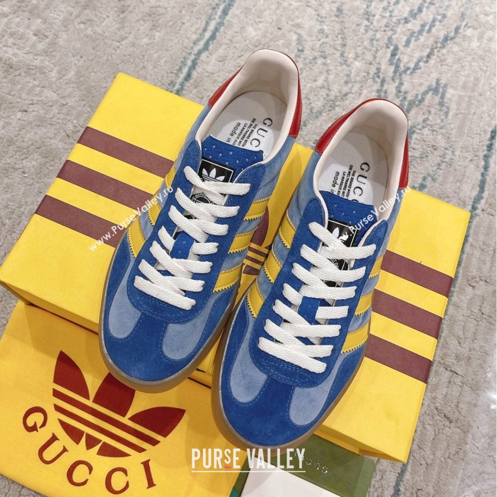 Gucci x Adidas Gazelle Suede  Velvet Sneakers Blue 2024(For Women and Men) (XCH-24080105)