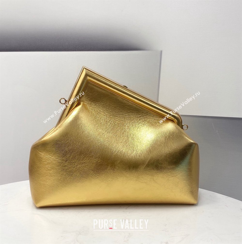 Fendi First Medium Metallic Leather Bag Gold 2021 80018L (CL-21120247)