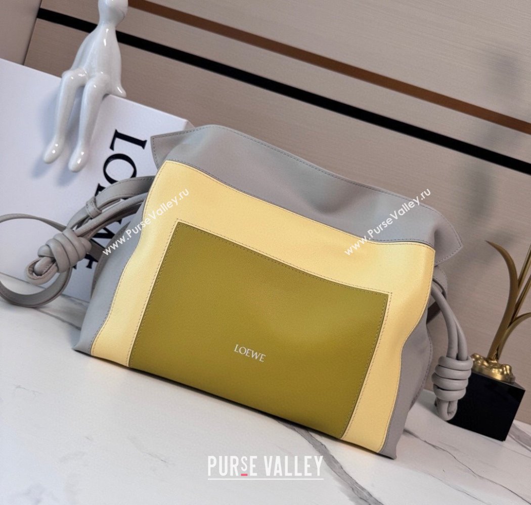 Loewe x Albers Medium Flamenco clutch in nappa calfskin Yellow/Grey 2025 262587 (nana-250925001)