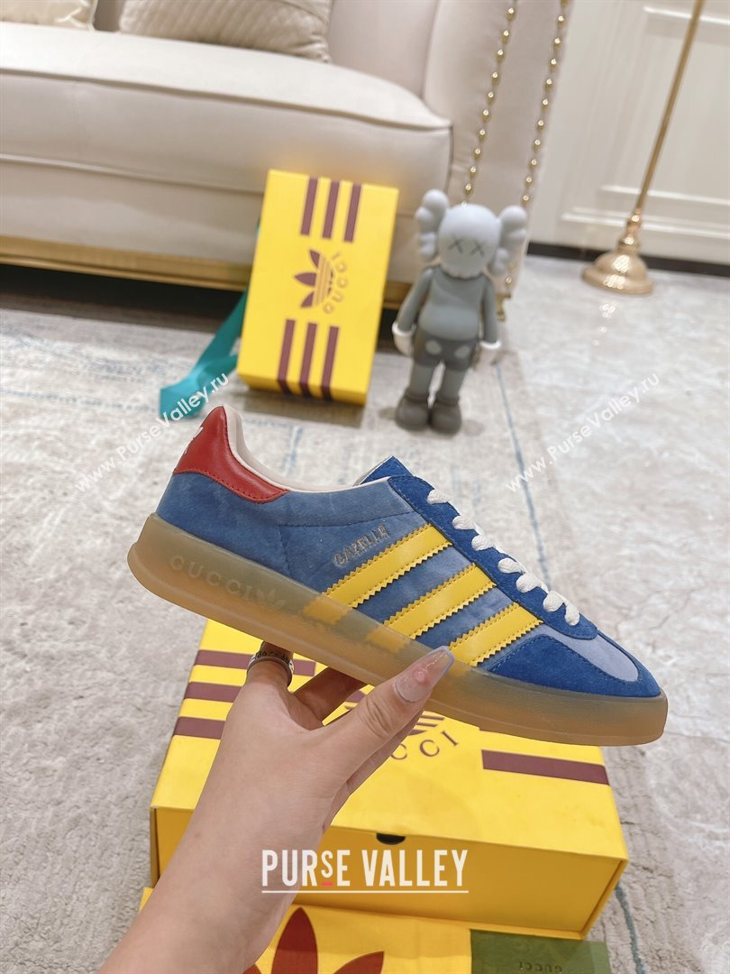 Gucci x Adidas Gazelle Suede  Velvet Sneakers Blue 2024(For Women and Men) (XCH-24080105)