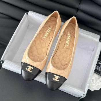 Chanel Ballet Flats in Calfskin Lambskin G45879 Black/Beige 2024 (Y30-24111925)