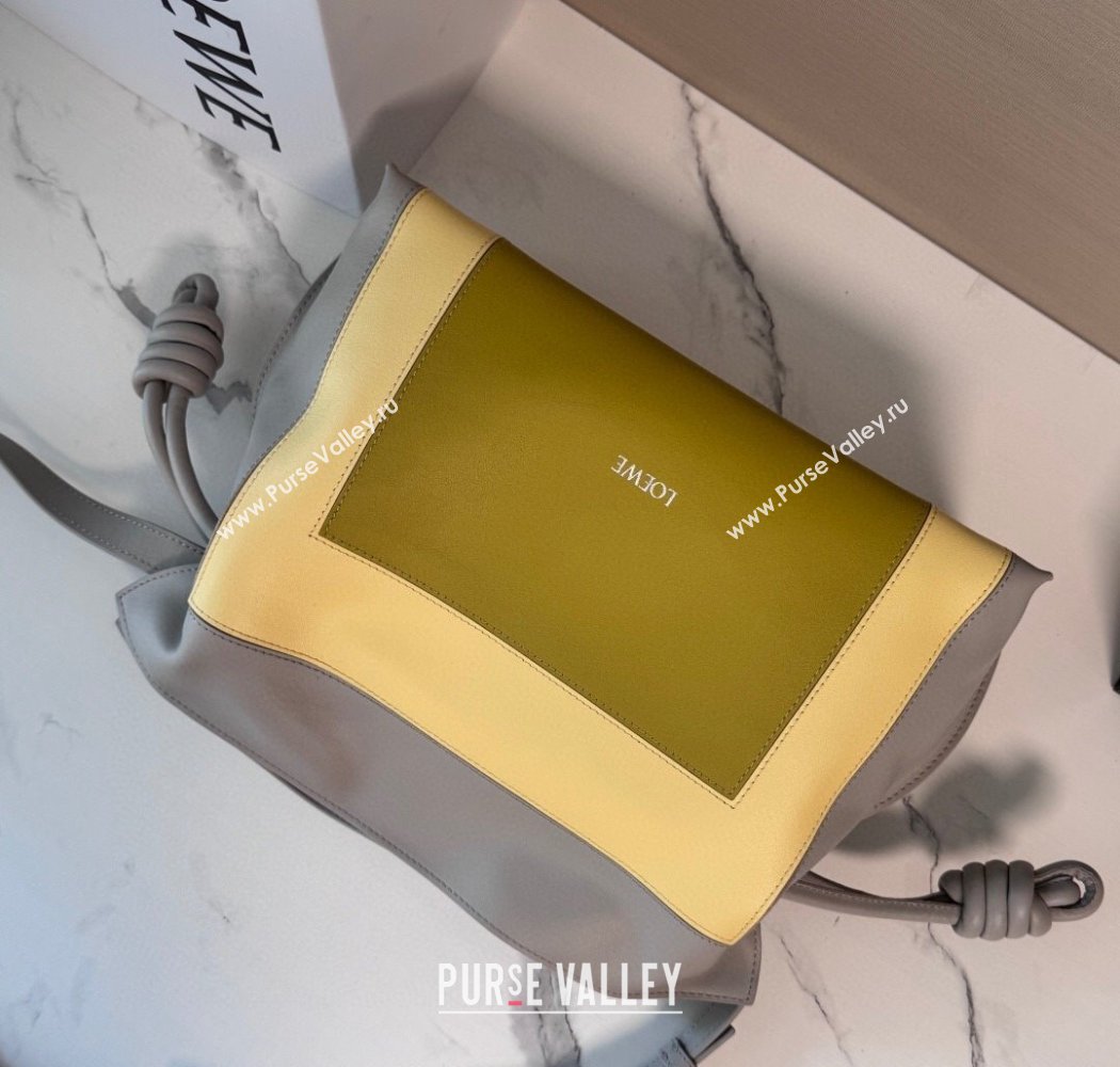 Loewe x Albers Medium Flamenco clutch in nappa calfskin Yellow/Grey 2025 262587 (nana-250925001)