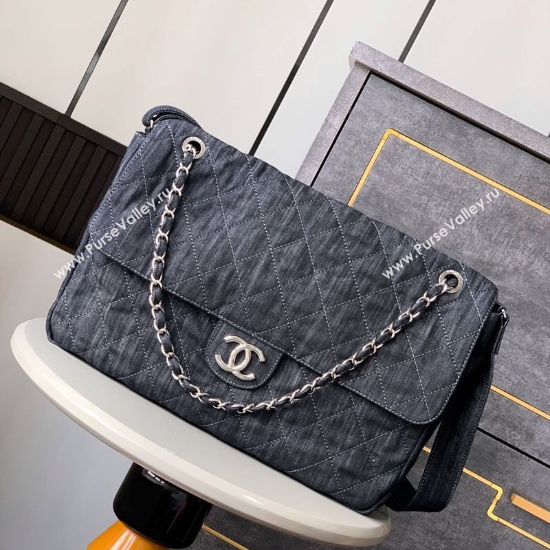 Chanel Quilted Denim Large Flap Bag Dark Blue 2025 CH081303 (yezi-250813033)