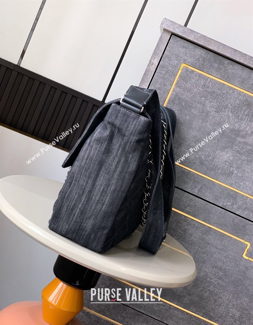 Chanel Quilted Denim Large Flap Bag Dark Blue 2025 CH081303 (yezi-250813033)
