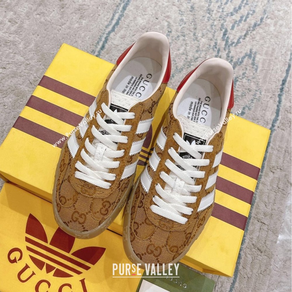 Gucci x Adidas Gazelle GG Canvas Sneakers Brown 2024(For Women and Men) (XCH-24080109)