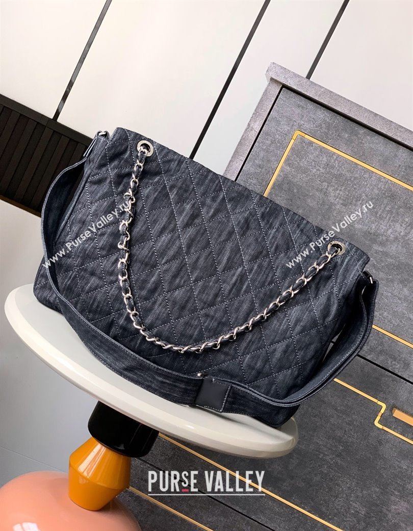 Chanel Quilted Denim Large Flap Bag Dark Blue 2025 CH081303 (yezi-250813033)
