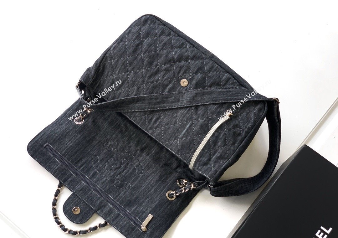 Chanel Quilted Denim Large Flap Bag Dark Blue 2025 CH081303 (yezi-250813033)