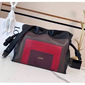 Loewe x Albers Medium Flamenco clutch in nappa calfskin Black/Burgundy 2025 262587 (nana-250925002)