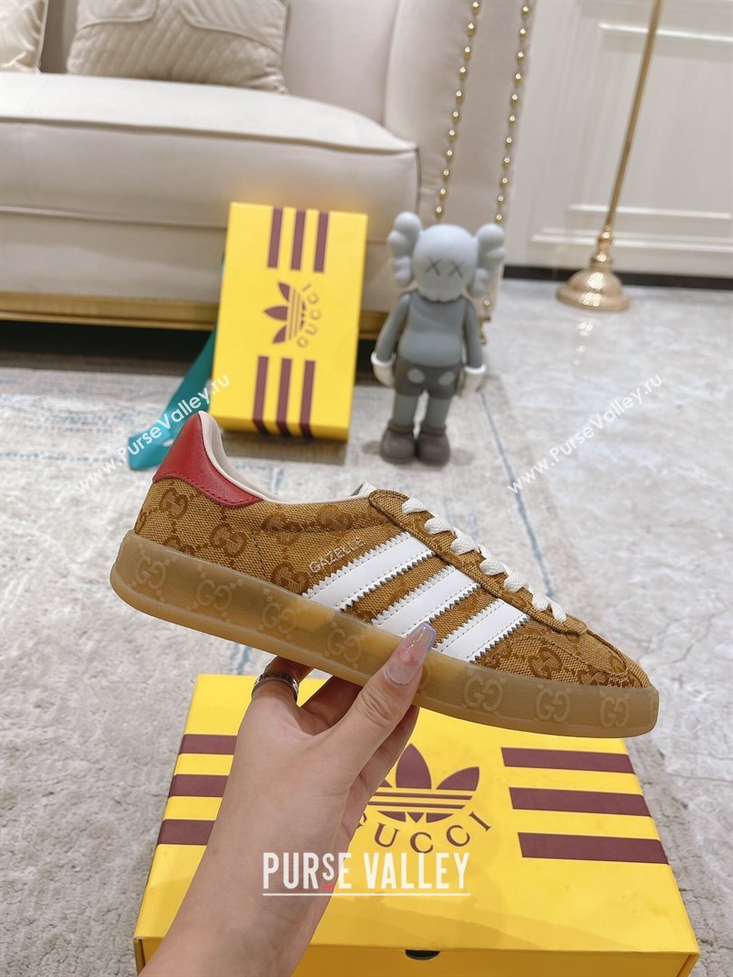 Gucci x Adidas Gazelle GG Canvas Sneakers Brown 2024(For Women and Men) (XCH-24080109)