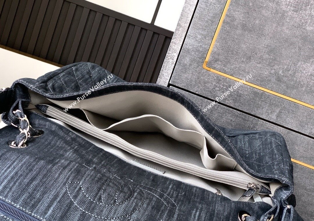 Chanel Quilted Denim Large Flap Bag Dark Blue 2025 CH081303 (yezi-250813033)