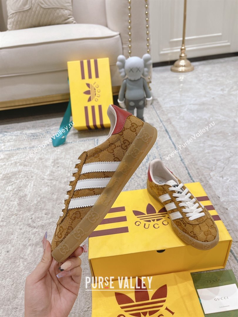 Gucci x Adidas Gazelle GG Canvas Sneakers Brown 2024(For Women and Men) (XCH-24080109)