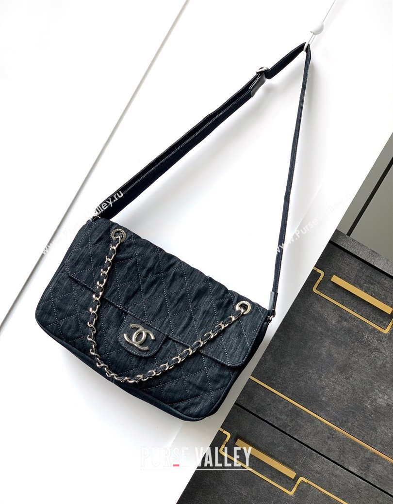 Chanel Quilted Denim Small Flap Bag Dark Blue 2025 CH081303 (yezi-250813034)