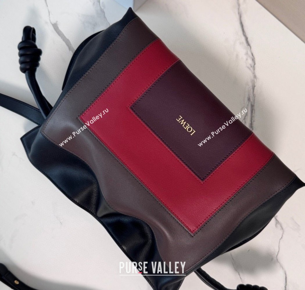 Loewe x Albers Medium Flamenco clutch in nappa calfskin Black/Burgundy 2025 262587 (nana-250925002)