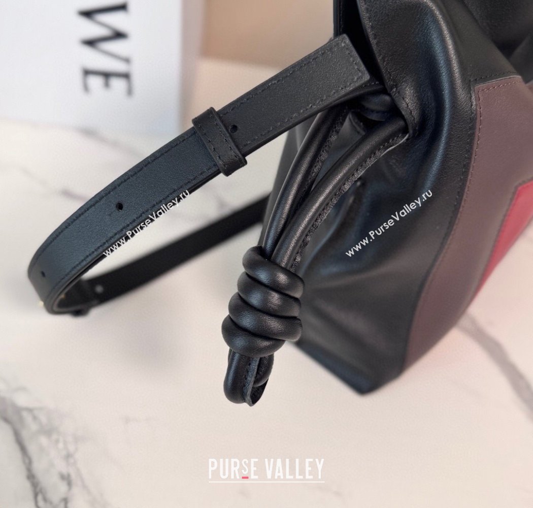 Loewe x Albers Medium Flamenco clutch in nappa calfskin Black/Burgundy 2025 262587 (nana-250925002)