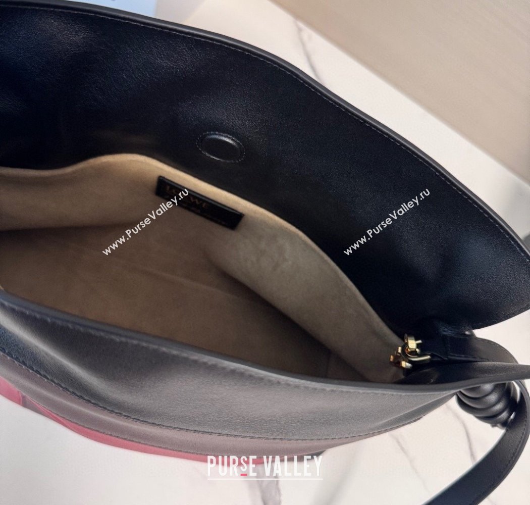 Loewe x Albers Medium Flamenco clutch in nappa calfskin Black/Burgundy 2025 262587 (nana-250925002)