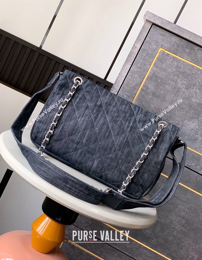 Chanel Quilted Denim Small Flap Bag Dark Blue 2025 CH081303 (yezi-250813034)