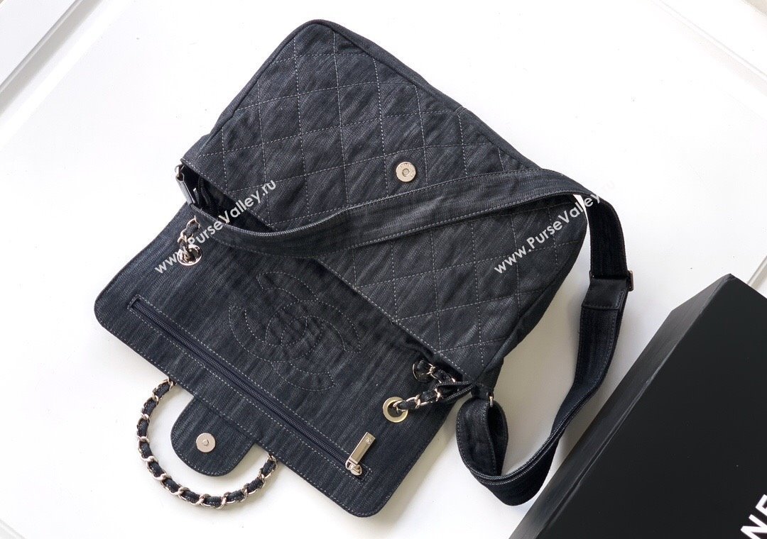 Chanel Quilted Denim Small Flap Bag Dark Blue 2025 CH081303 (yezi-250813034)