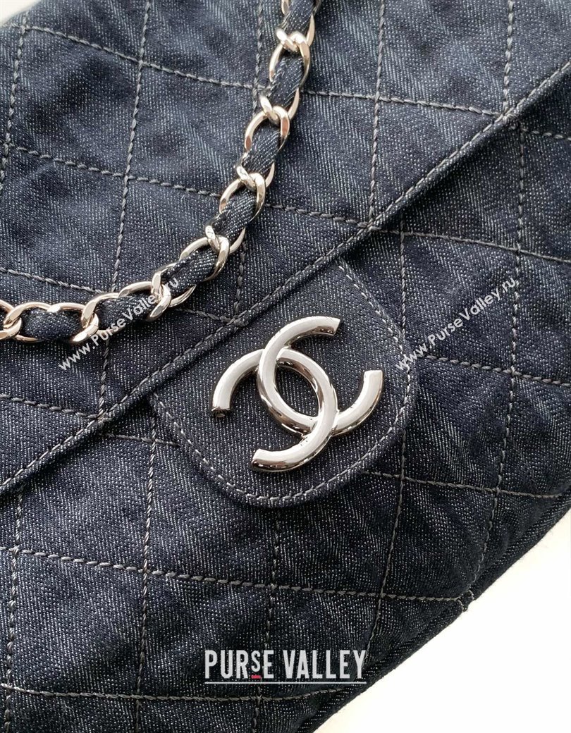 Chanel Quilted Denim Small Flap Bag Dark Blue 2025 CH081303 (yezi-250813034)