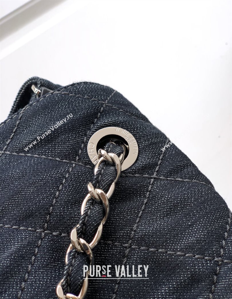 Chanel Quilted Denim Small Flap Bag Dark Blue 2025 CH081303 (yezi-250813034)
