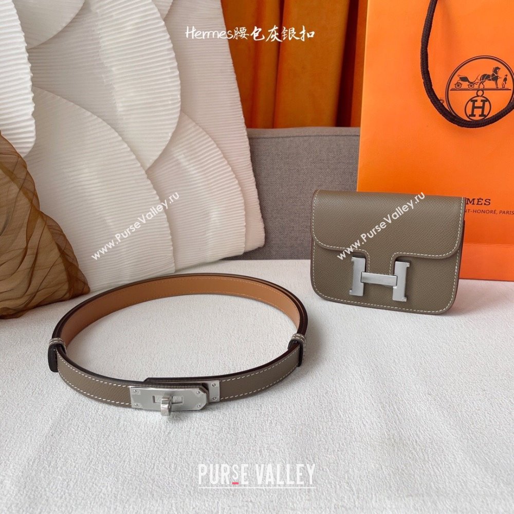 Hermes Kelly Belt Bag in Epsom Calfskin Grey/Silver 2024 (YANG-24061901)