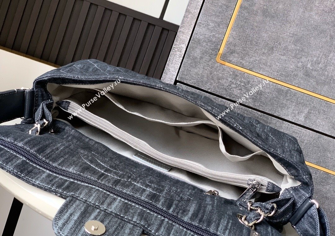 Chanel Quilted Denim Small Flap Bag Dark Blue 2025 CH081303 (yezi-250813034)