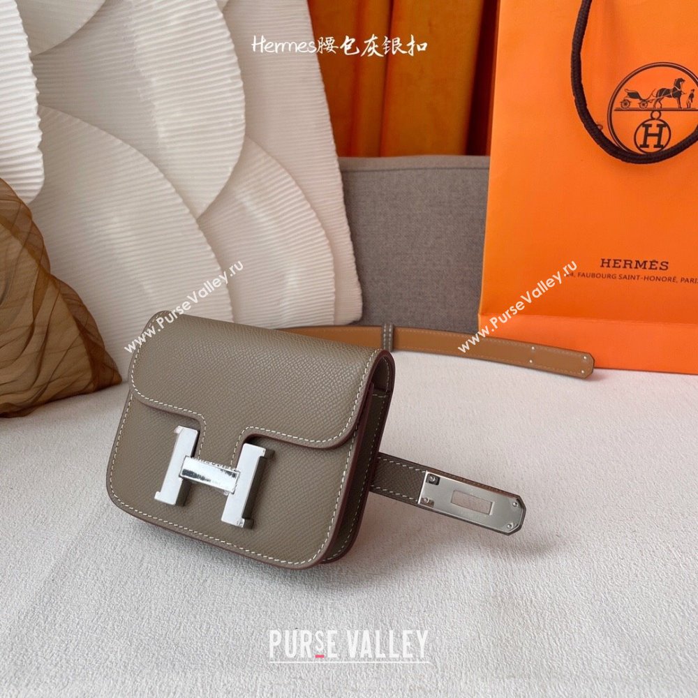 Hermes Kelly Belt Bag in Epsom Calfskin Grey/Silver 2024 (YANG-24061901)