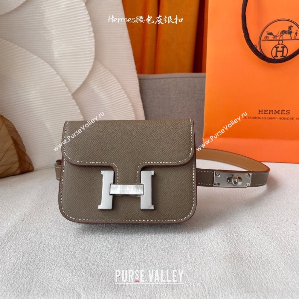 Hermes Kelly Belt Bag in Epsom Calfskin Grey/Silver 2024 (YANG-24061901)