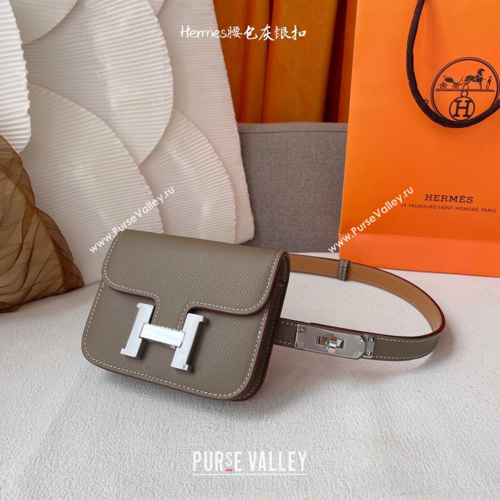 Hermes Kelly Belt Bag in Epsom Calfskin Grey/Silver 2024 (YANG-24061901)