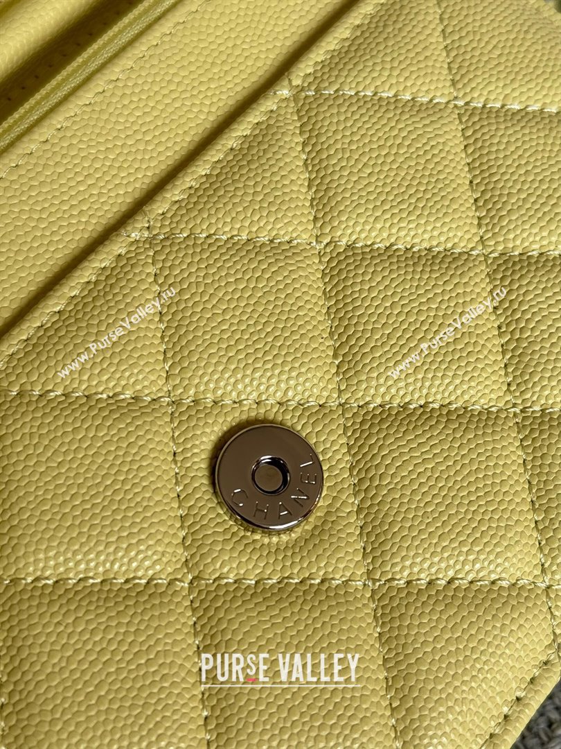 Chanel Grained Calfskin Classic Wallet on Chain WOC Silver/Yellow 2024 (MHUI-241508)