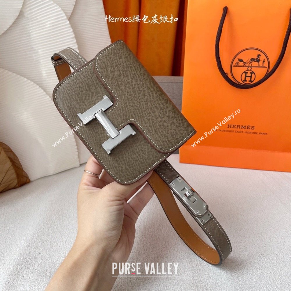 Hermes Kelly Belt Bag in Epsom Calfskin Grey/Silver 2024 (YANG-24061901)